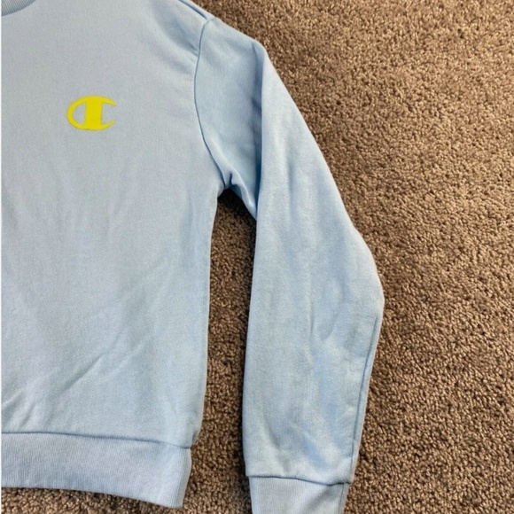 Champion Powder Blue with Neon Green Logo Sweatshirt - Picture 4 of 6